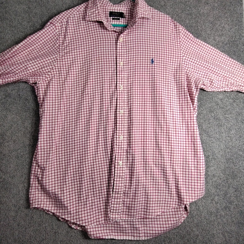 Polo Ralph Lauren Mens Classic Fit Check Shirt Size XL Red Button Down Cotton